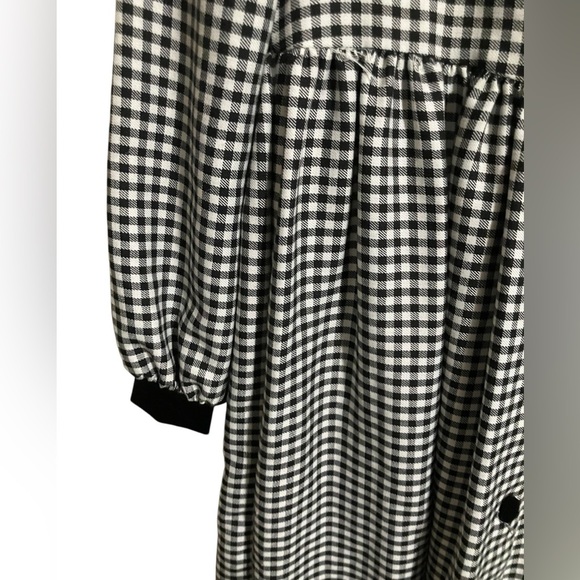 VTG Bonnie Jean Black Checkered Party Dress Velvet Lace Collar Girls Size 16 - Picture 3 of 7